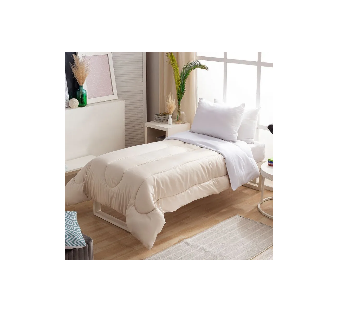 ACOLCHADO BITONO FULL LINO CLARO CASABLANCA