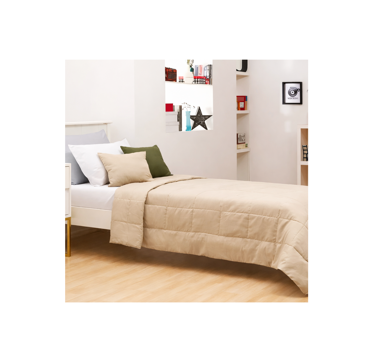 ACOLCHADO ORO LISO TWIN BEIGE CASABLANCA