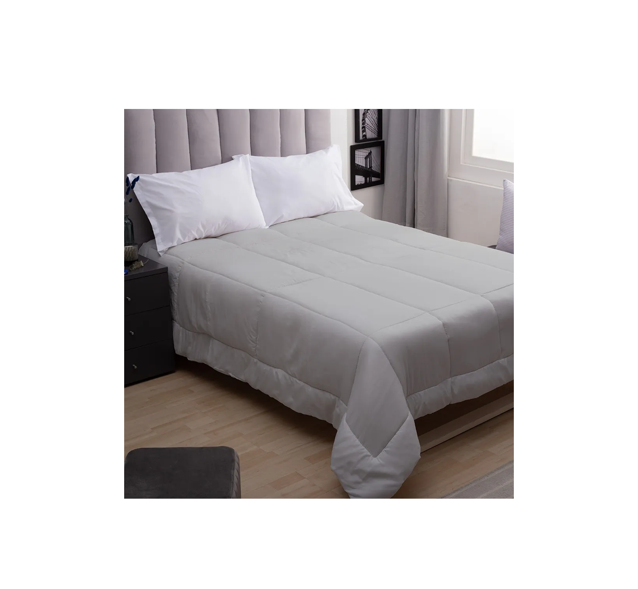 ACOLCHADO ORO LISO TWIN GRIS PLATA CASABLANCA