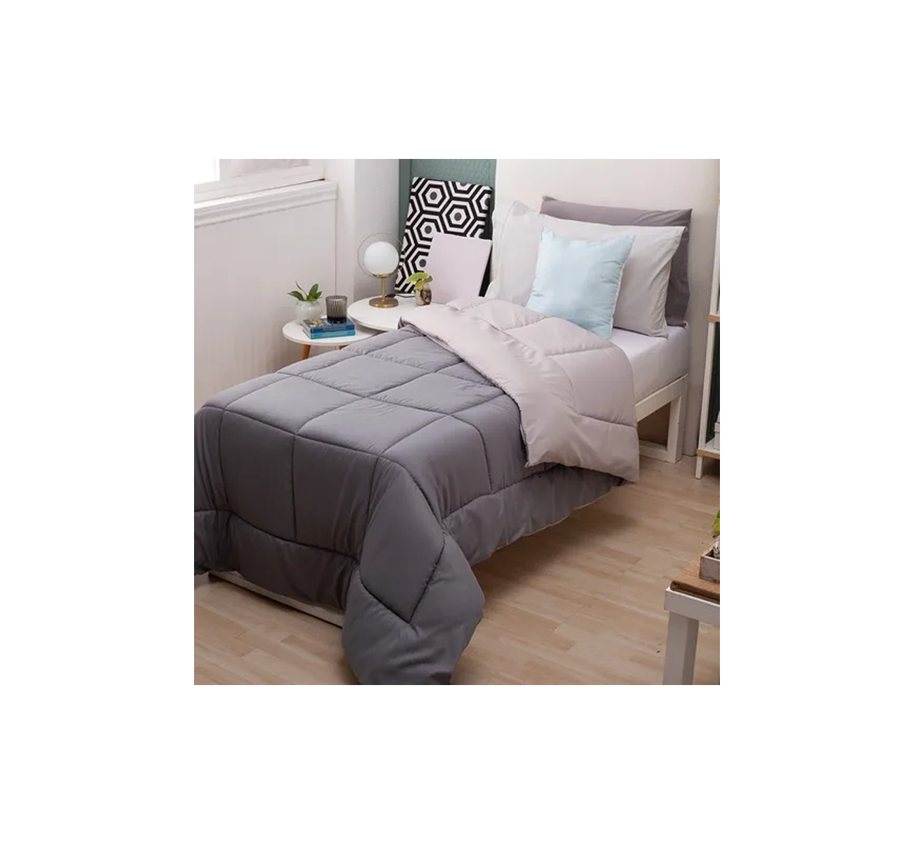 ACOLCHADO BITONO TWIN GRIS TOPO CASABLANCA