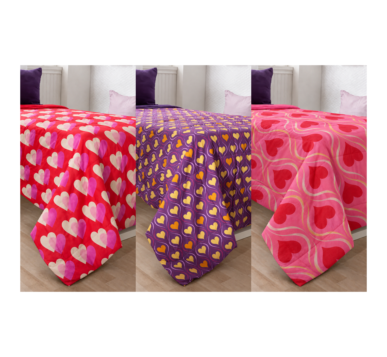 ACOLCHADO DIGITAL TWIN CORAZONES CASABLANCA