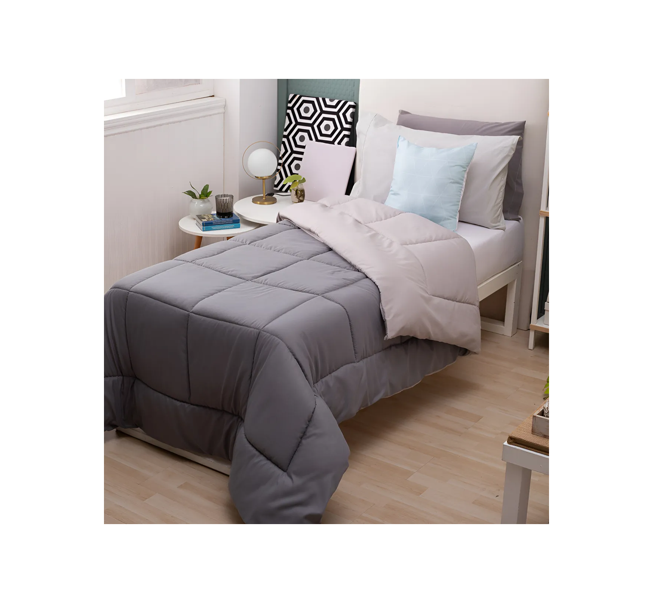 CUBRECAMA GRIS TOPO TWIN CASABLANCA