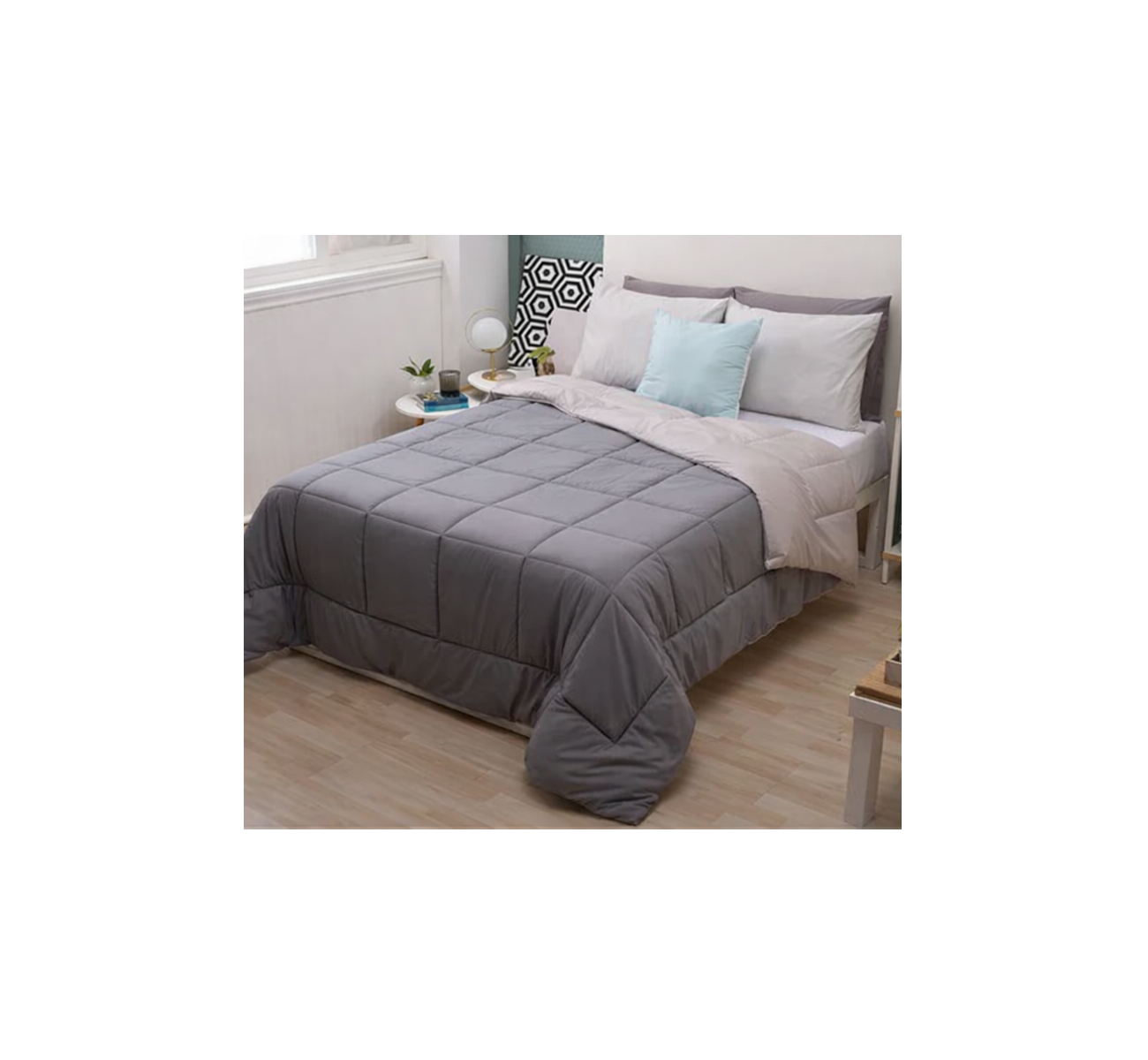 ACOLCHADO BITONO FULL GRIS TOPO CASABLANCA