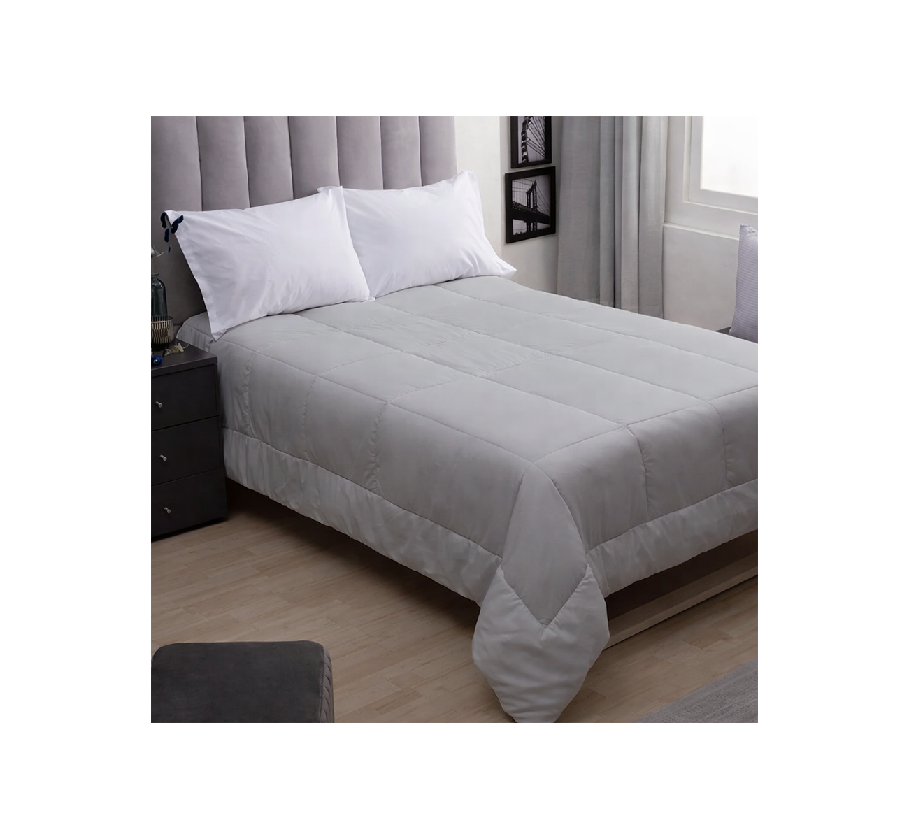 ACOLCHADO ORO LISO FULL GRIS PLATA CASABLANCA