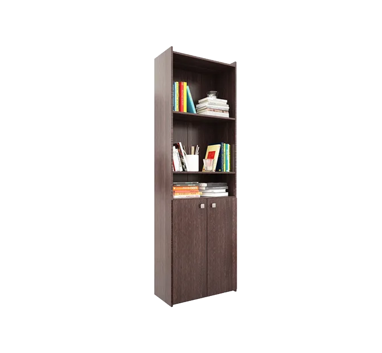BIBLIOTECA CON PUERTAS BAJAS 1.90MTS WENGUE 1423 ORLANDI