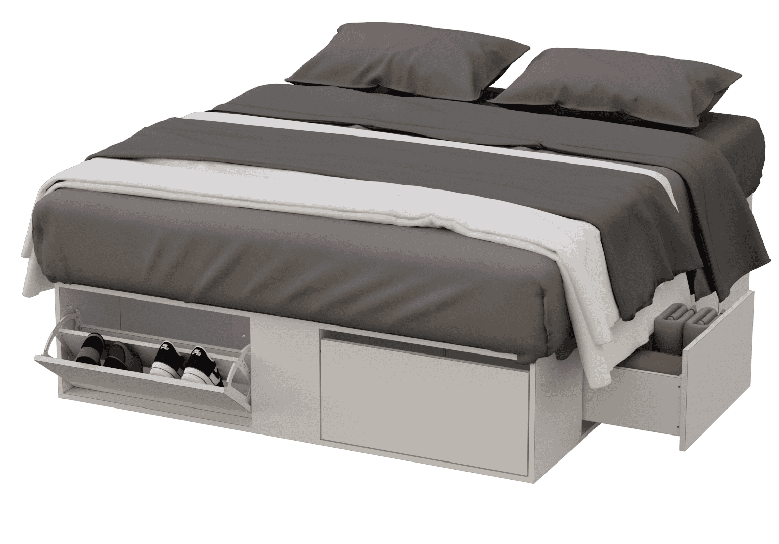 CAMA EXTENSIBLE 140/160 CON 4 CAJONES Y 2 BOTINEROS BLANCA CAM160-B IMPORBRAS S. A. 
