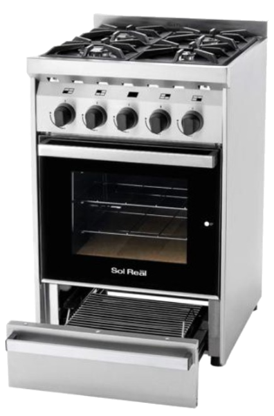 COCINA PROFESIONAL 4 HORNALLAS CON VISOR Y PARRILA 516-MGVP SOL REAL