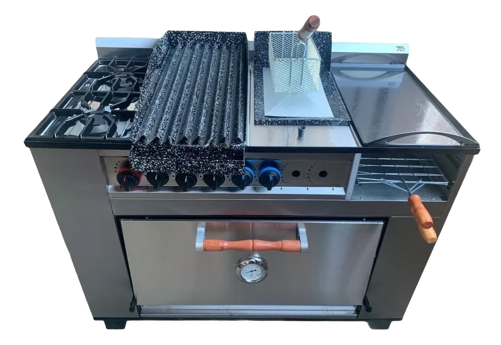 COCINA 2 HORNALLAS CON PLANCHA PARRILLA CARLITERO Y FREIDORA AI-23CGPPFR TECNOCALOR