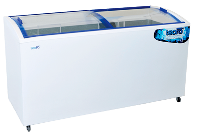 EXHIBIDORA HORIZONTAL 414 LTS TAPA VIDRIO INCLINADA TEORA