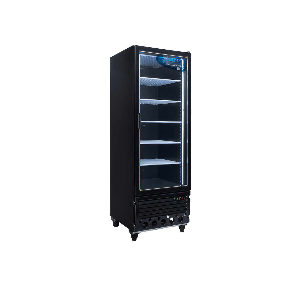 EXHIBIDORA VERTICAL 530 LTS BAJA TEMPERATURA NEGRA TEV600BT TEORA