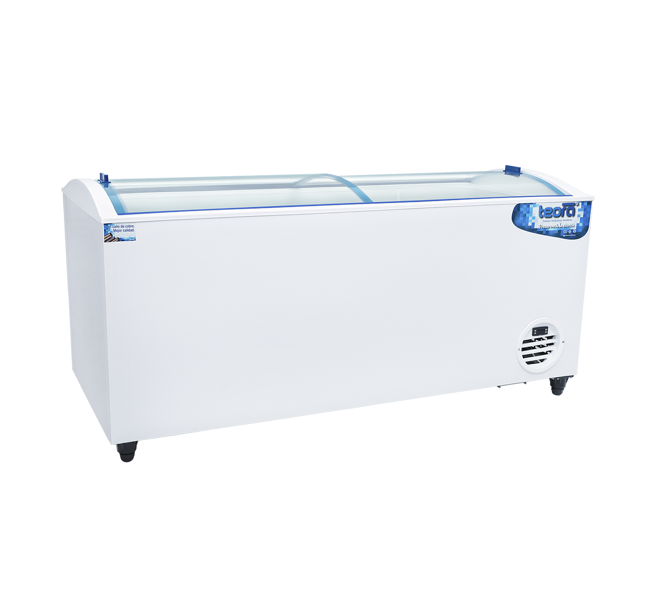 EXHIBIDORA HORIZONTAL 900 LTS TAPA VIDRIO CURVO TEORA