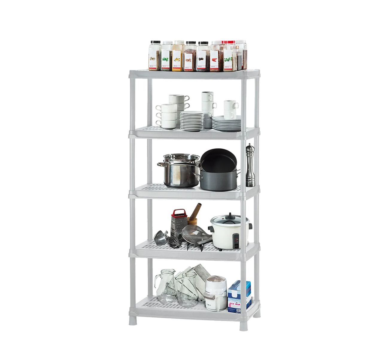 ESTANTERIA PLASTICO GRIS 5 ESTANTES 12130-XP RIMAX