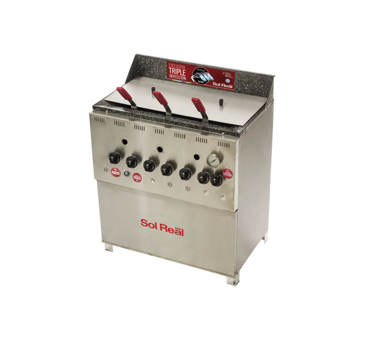 FREIDORA 42 LTS. ACERO INOXIDABLE TRIPLE INYECCION SOL REAL