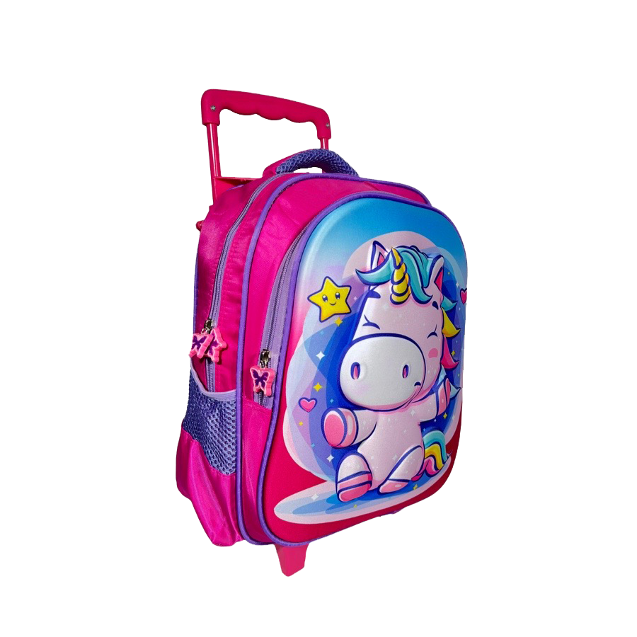 MOCHILA 14" CON CARRO 10064 UNICORNIO ROSA OWEN