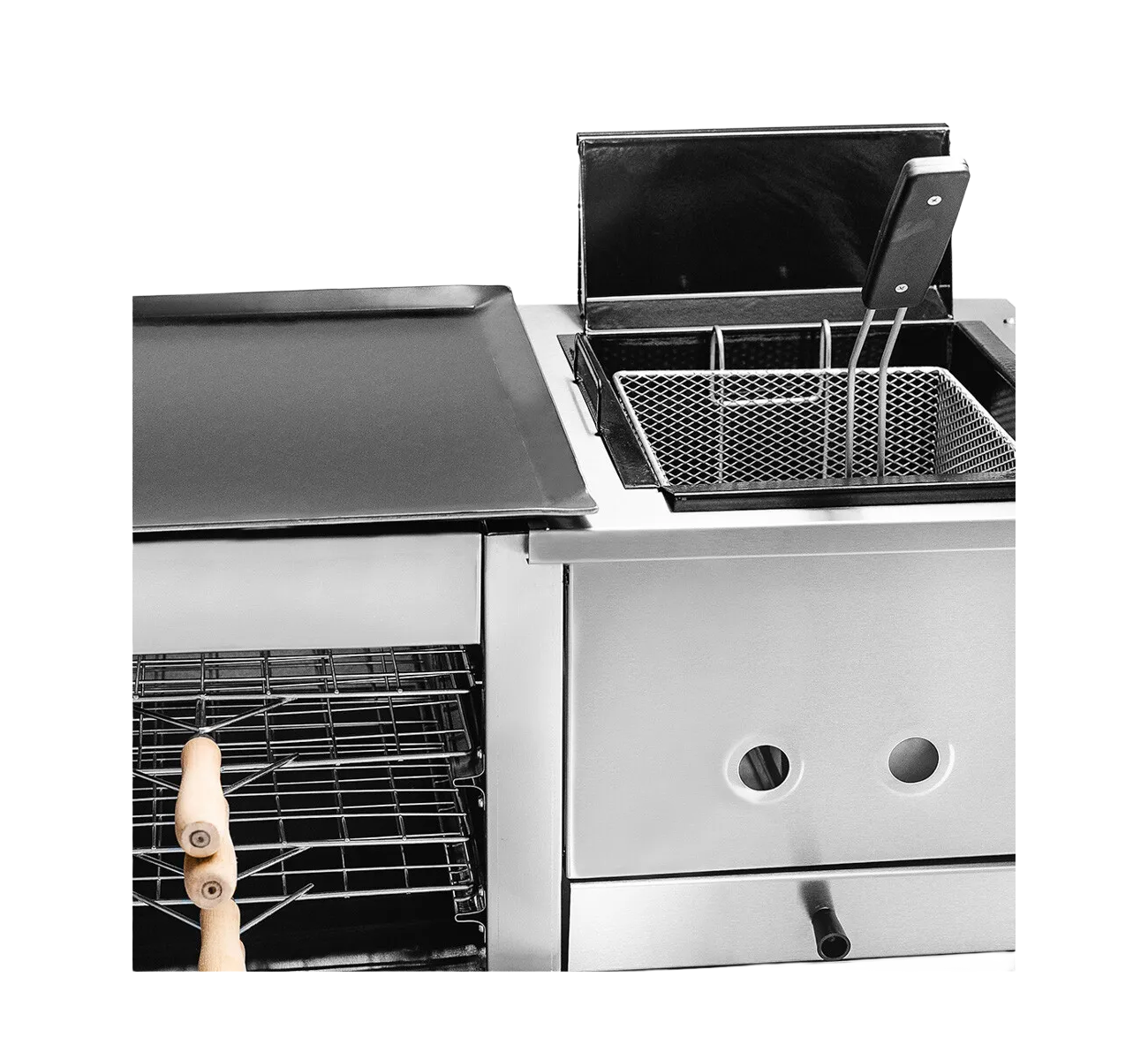 HORNO 8 PIZZAS CON FREIDORA PLANCHA Y CARLITERO 037 SOL REAL