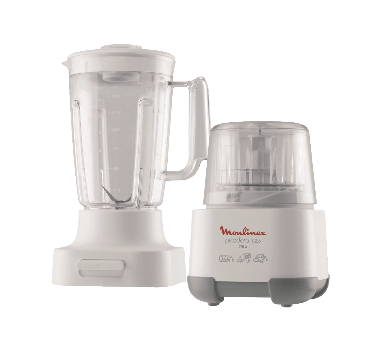 PICADOR ELECTRICO 750W 123 BLANCO + VASO LICUADOR AD6021AR MOULINEX