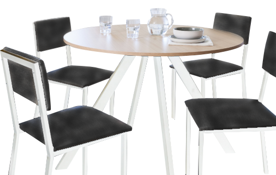 JUEGO DE COMEDOR NILO MESA REDONDA 110CM 4 SILLAS MR3 SILCAR