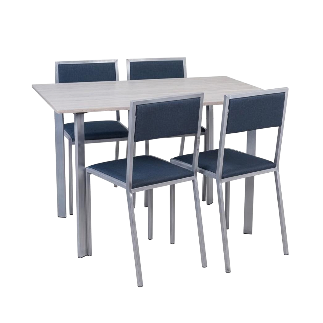 JUEGO DE COMEDOR NEVADA 1.20X0.80 + 4 SILLAS TAPIZADAS AIMARETTI