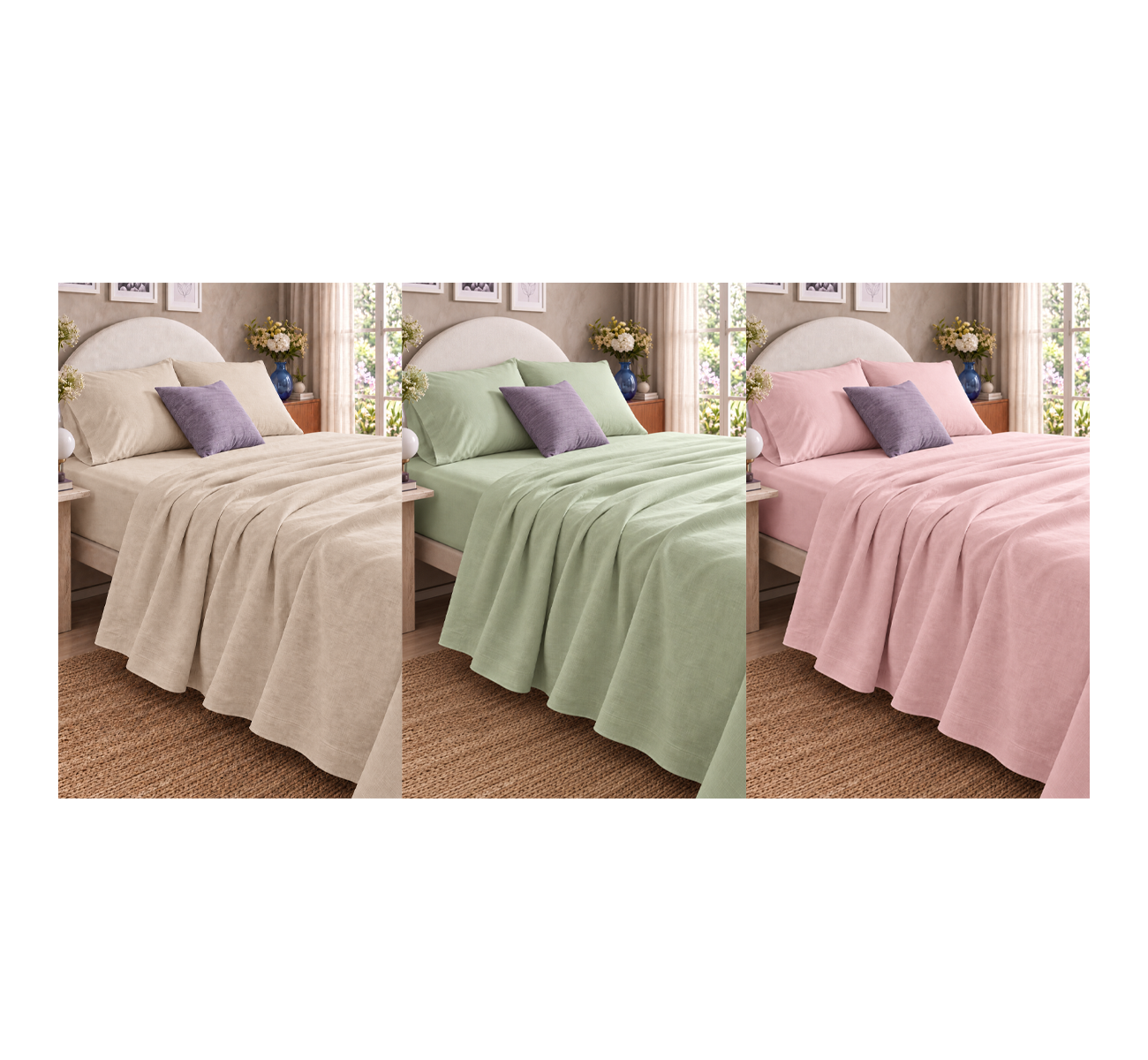 JUEGO SABANA 150 HILOS TWIN TONOS PASTELES CASABLANCA