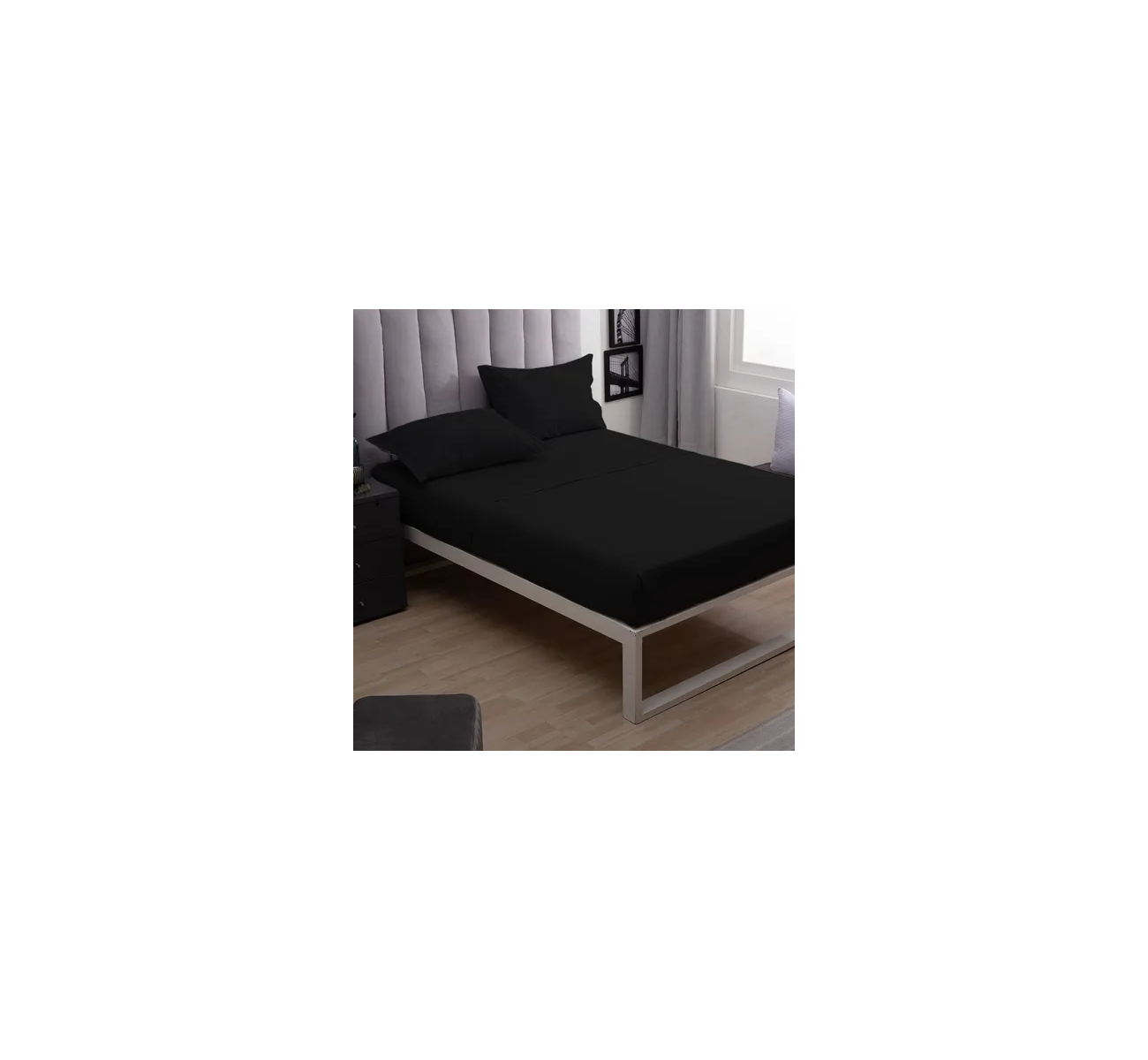 JUEGO SABANA 150 HILOS FULL BLACK CASABLANCA