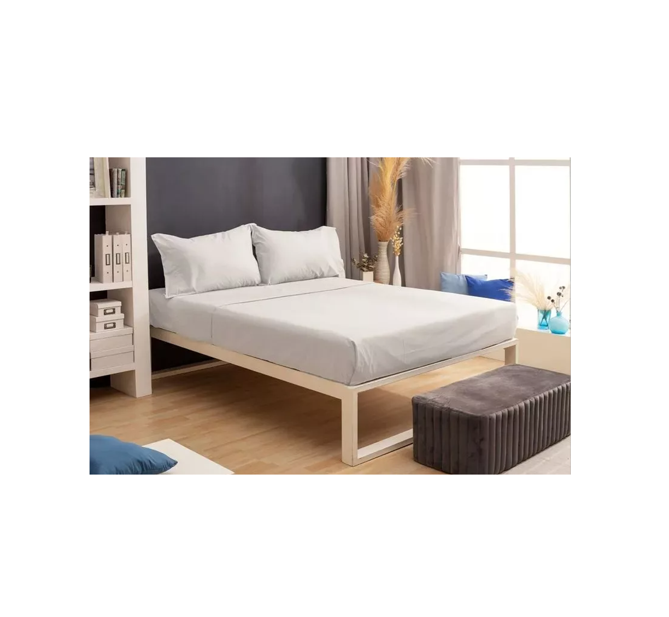 JUEGO SABANA 144 HILOS QUEEN WHITE CASABLANCA
