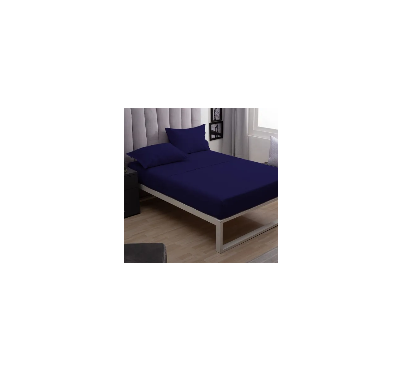 JUEGO SABANA 150 HILOS TWIN NAVY BLUE CASABLANCA
