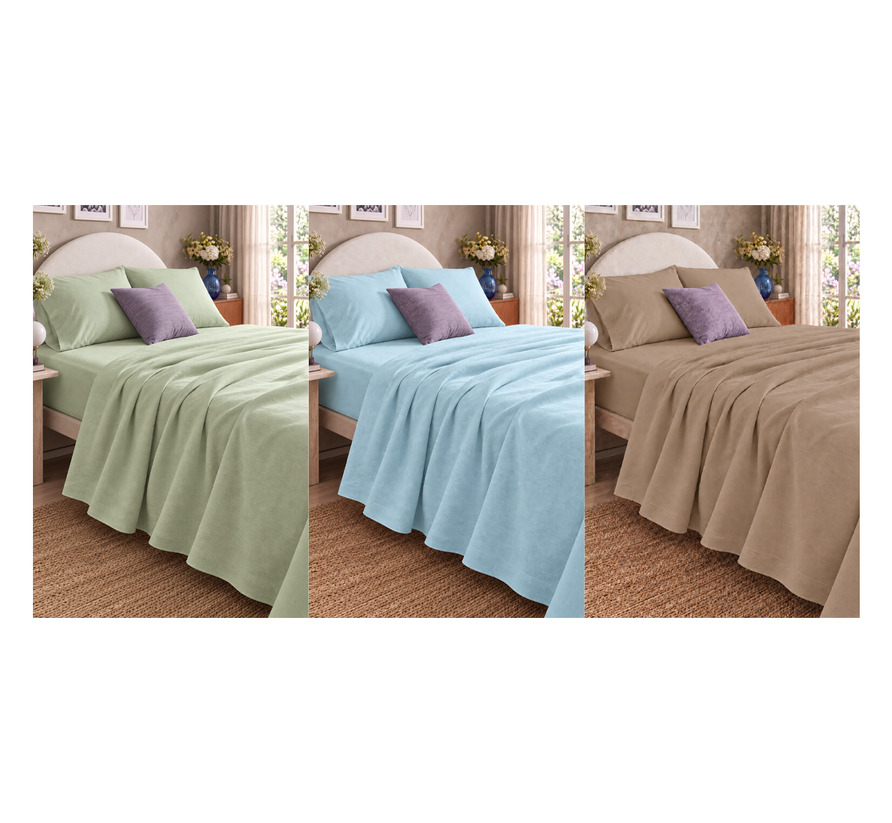 JUEGO SABANA 160 HILOS QUEEN TONOS PASTELES CASABLANCA
