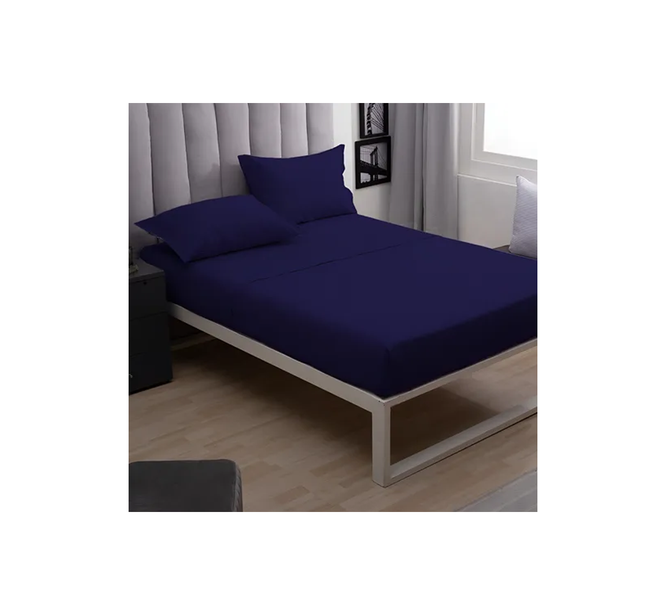 JUEGO SABANA 150 HILOS FULL NAVY BLUE CASABLANCA