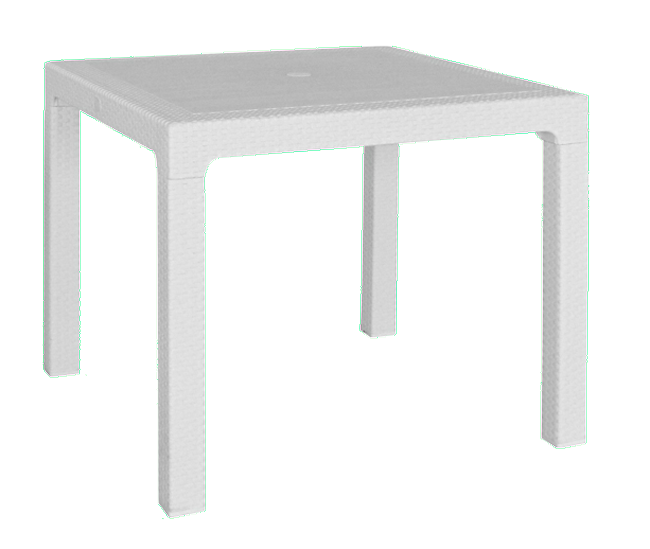 MESA RATAN ALTA CUADRADA BLANCA 0.90 MTS.