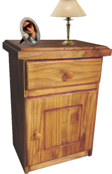 MESA DE LUZ CON PUERTA DE PINO
