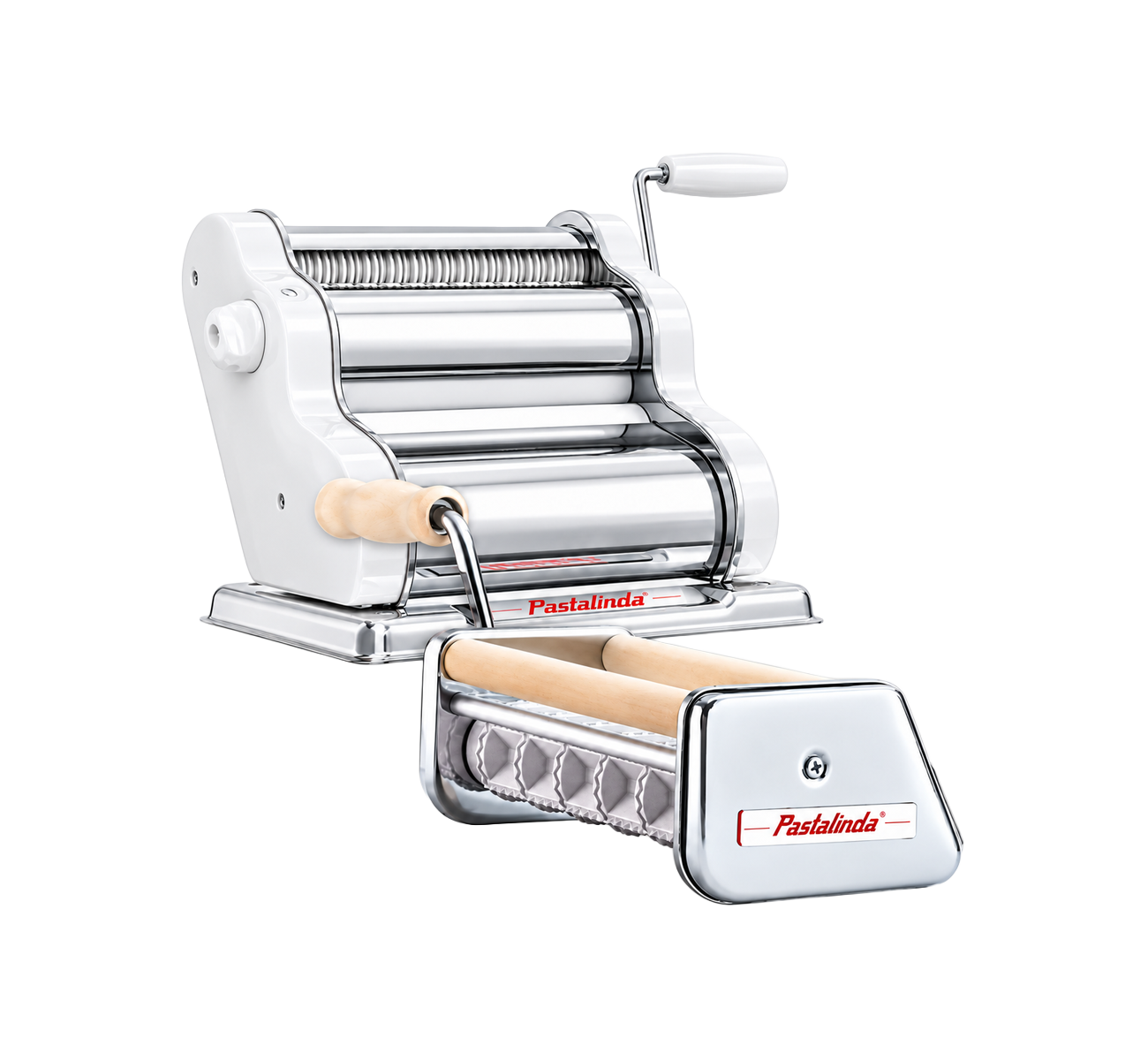 MAQUINA PASTALINDA CLASICA 200 BLANCA + ACC. RAVIOLERA PASTALINDA