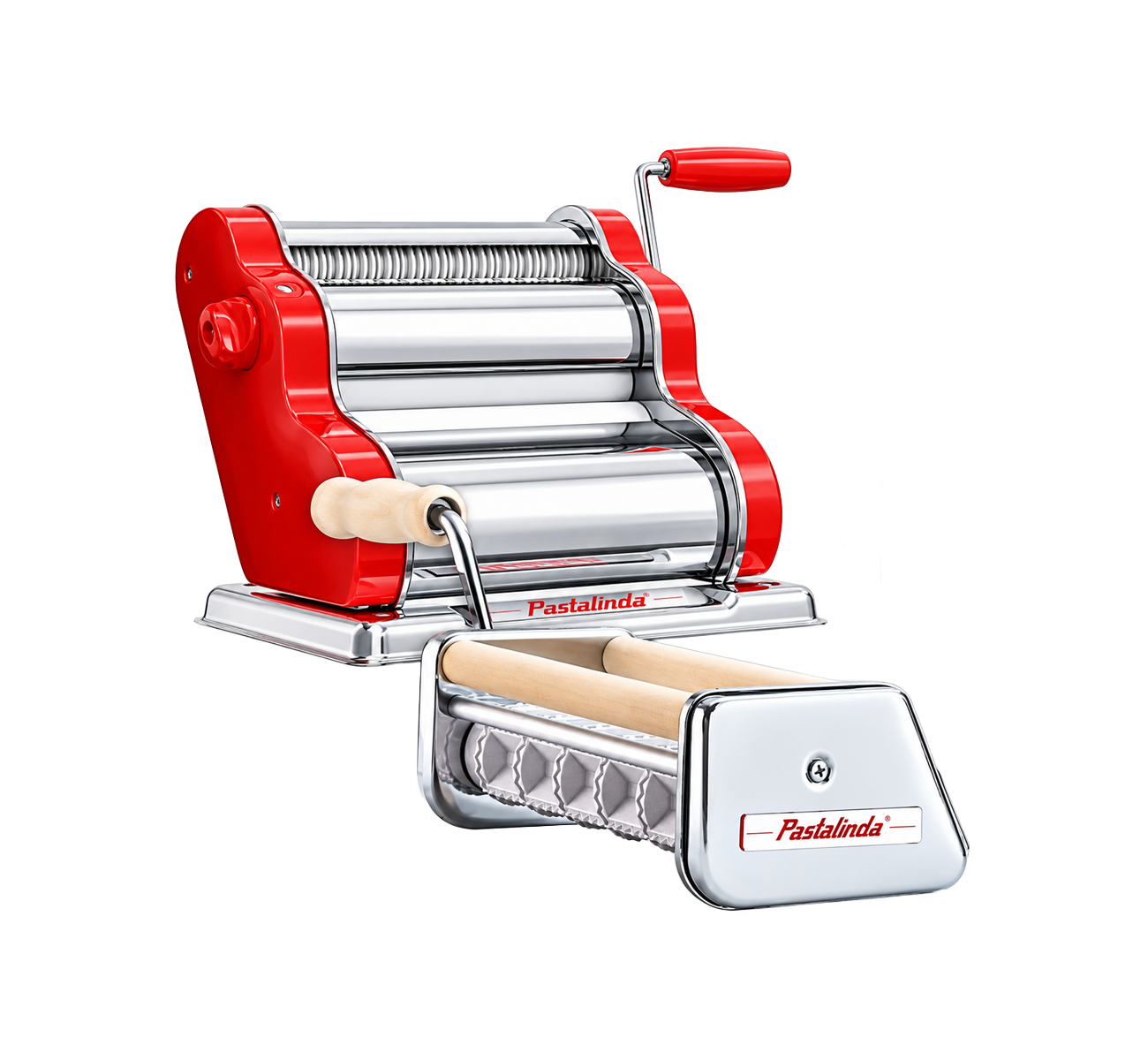 MAQUINA PASTALINDA CLASICA 200 ROJA + ACC. RAVIOLERA PASTALINDA