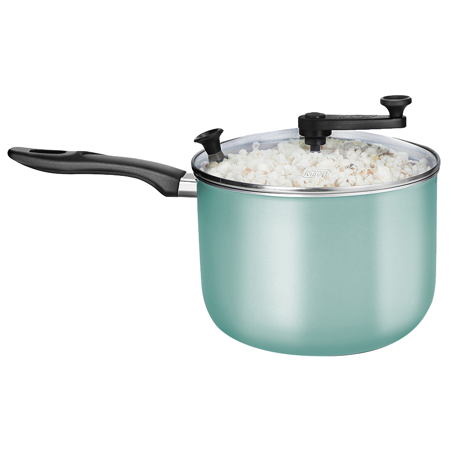 OLLA POCHOCLERA TURQUESA TAPA DE VIDRIO 22CM 17553 MTA