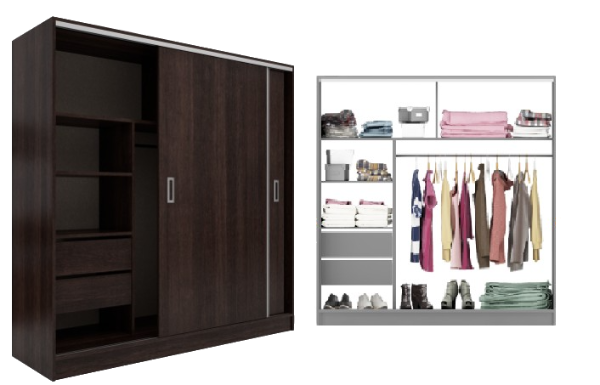 PLACARD 2 PUERTAS CORREDIZAS LINEA SUAVE 1,80 M WENGUE 3150 ORLANDI