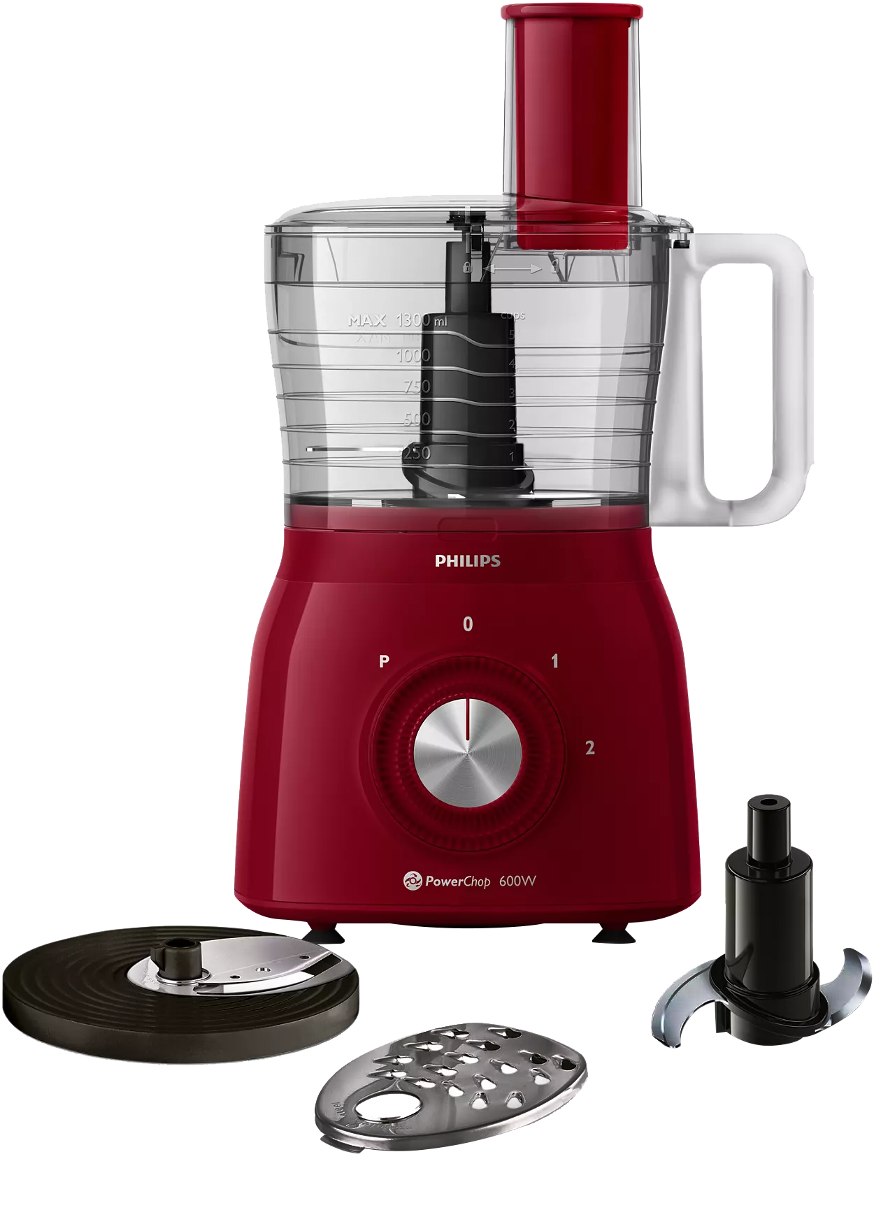 PROCESADORA 600W 2 VELOCIDADES ROJA HR7615/40 PHILIPS