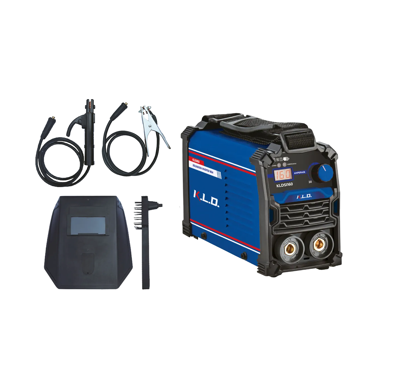 SOLDADORA INVERTER 160AMP/TEC IGBT + ACCESORIOS KLDSI160 KLD