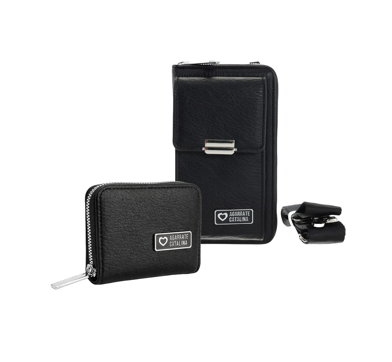 SET BILLETERA Y TARJETERO NEGRO AC2674/2675 AGARRATE CATALINA