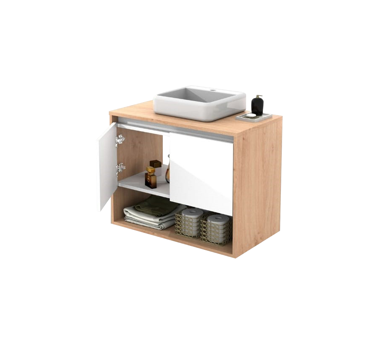 VANITORY COLGANTE 2 PUERTAS ROBLE CON BACHA V2PE800-RB DIELFE