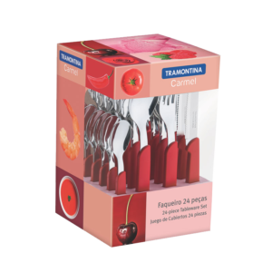 JUEGO CUBIERTOS 24 PIEZAS CARMEL ROJO 16642 TRAMONTINA