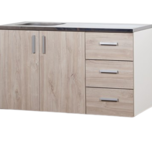 BAJOMESADA 1.20MTS 3 CAJONES CON MESADA ACERO REVERSIBLE SALERNO RICCH