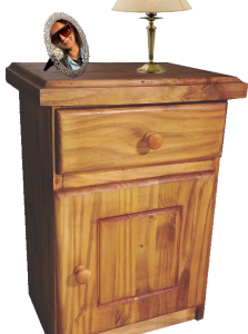 MESA DE LUZ CON PUERTA DE PINO