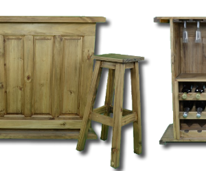 MUEBLE BAR CON 2 BANQUETAS DE PINO PB-B03-B01 IMPORBRAS S. A.