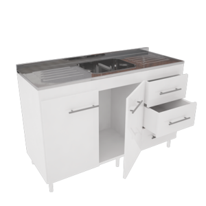 BAJOMESADA 1.2 BLANCO CON TAPA DE ACERO INOXIDABLE- 3028