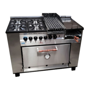 COCINA 4 HORNALLAS CON PLANCHA, PARRILLLA Y CARLITERO AI-23CGPP