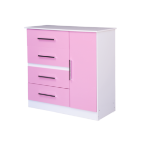 COMODA ROSA Y BLANCO LINEA FORTALEZA INFANTIL
