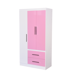 ROPERO 3 PUERTAS Y 2 CAJONES ROSA Y BLANCO LINEA INFANTIL