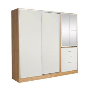 PLACARD 4 PUERTAS MIX 2.07MTS C/ESPEJO MURANO HICKORY/BLANCO 35232789 RICCHEZZE