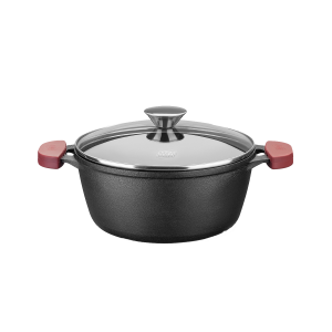 CACEROLA 30CM HIERRO CON TAPA VIDRIO 19308 MTA