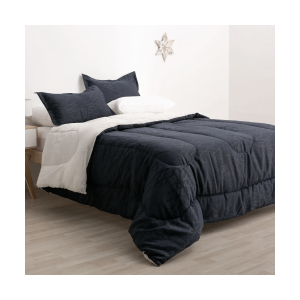 ACOLCHADO JACQUARD QUEEN CON 2 FUN + 2 ALM NEGRO CASABLANCA