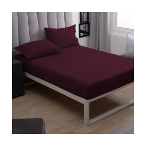 JUEGO SABANA 150 HILOS TWIN PLUS BURGUNDY CASABLANCA